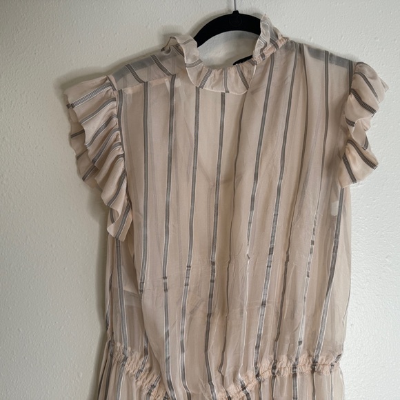 Sandro Maki Ruffled Metallic-Stripe Midi Dress 8 - Picture 9 of 10
